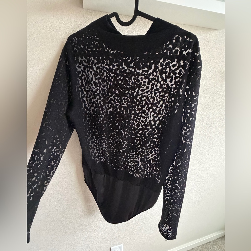 AllSaints Black Leopard Print Women's Bodysuit Top